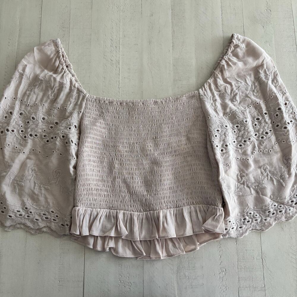 LOVESTITCH Sophia Smocked Eyelet Top Size Medium Bohemian Timeless Color: Bone - Picture 5 of 5